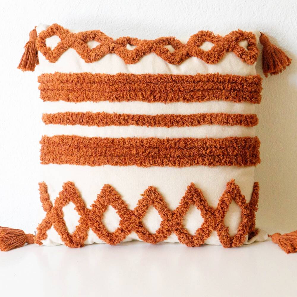 renta terracotta textured cushion para decoracion en boda o evento wedding rentals