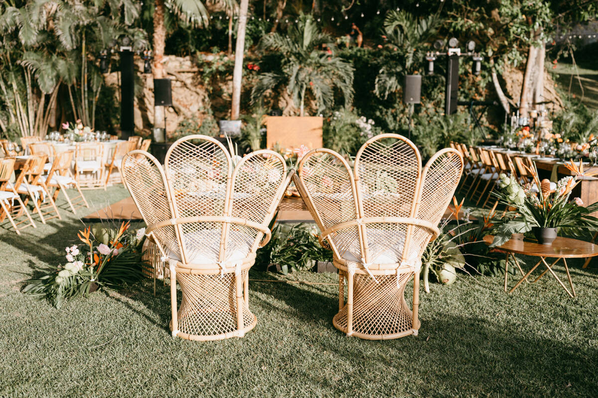 renta palm fan chair para decoracion en boda o evento wedding rentals