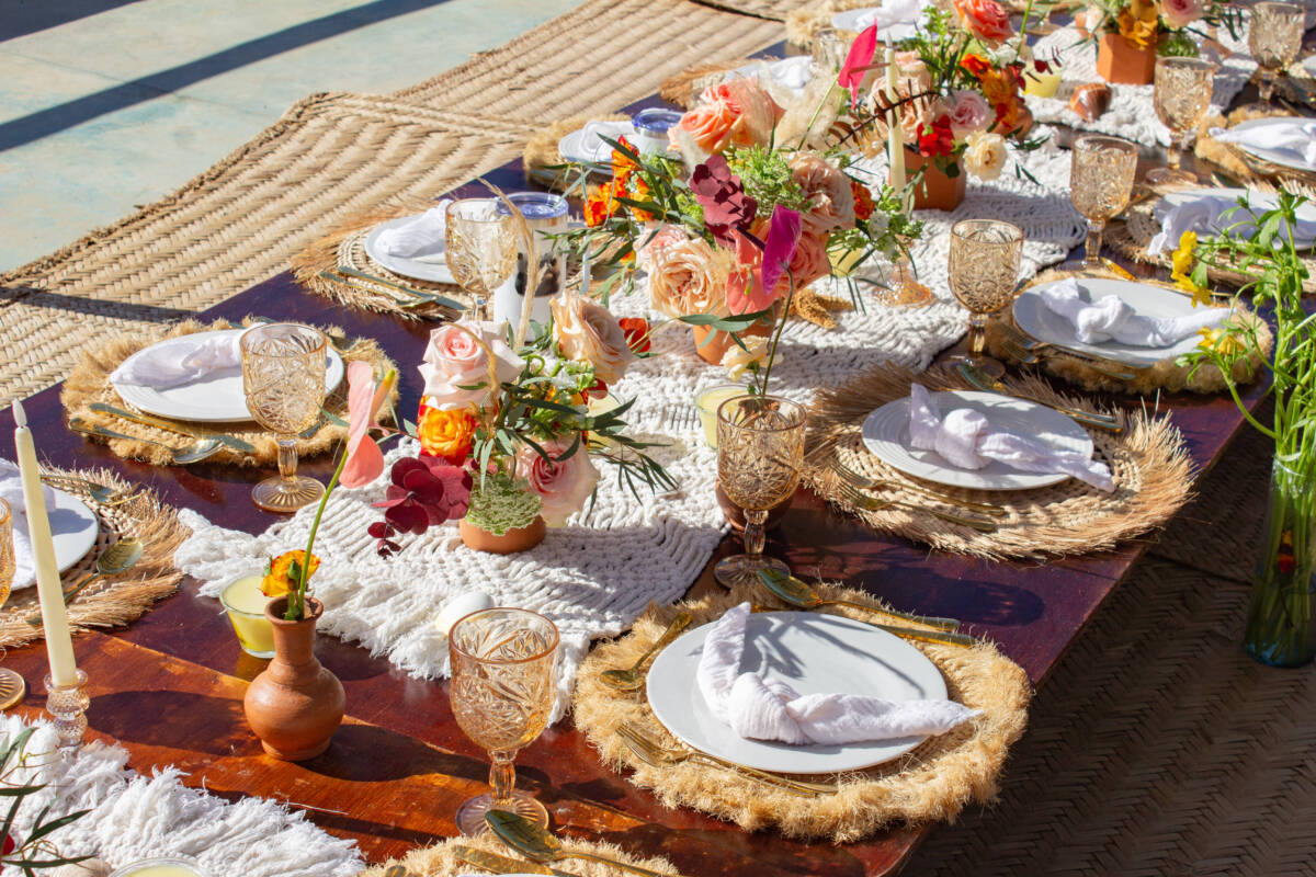 renta macrame table runner para decoracion en boda o evento punta de mita wedding